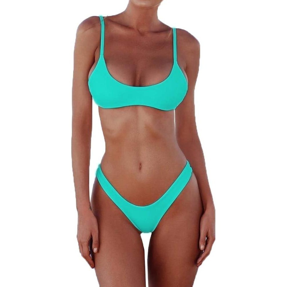 MSRP $39 SherryDC Women's M Lake Green Two Piece Swimsuit Push Up Padded Brazi
